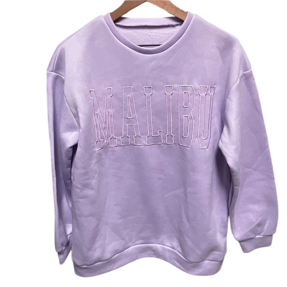 SHEIN Womens Purple Oversized Malibu Crewneck Sweatshirt Size XS Lilac